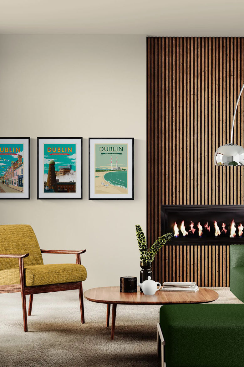Dublin Travel Posters on Wall 